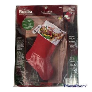 Bucilla Velvet Christmas Stocking Santa Sleigh Kit Name